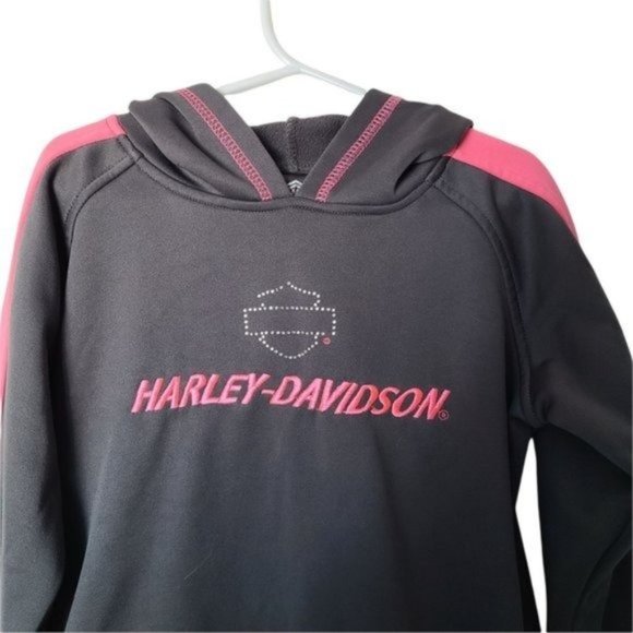 Harley Davidson Sweatshirt Embroidered Logo Rhinestone Girls Kids 6X Years Gray - Picture 9 of 12